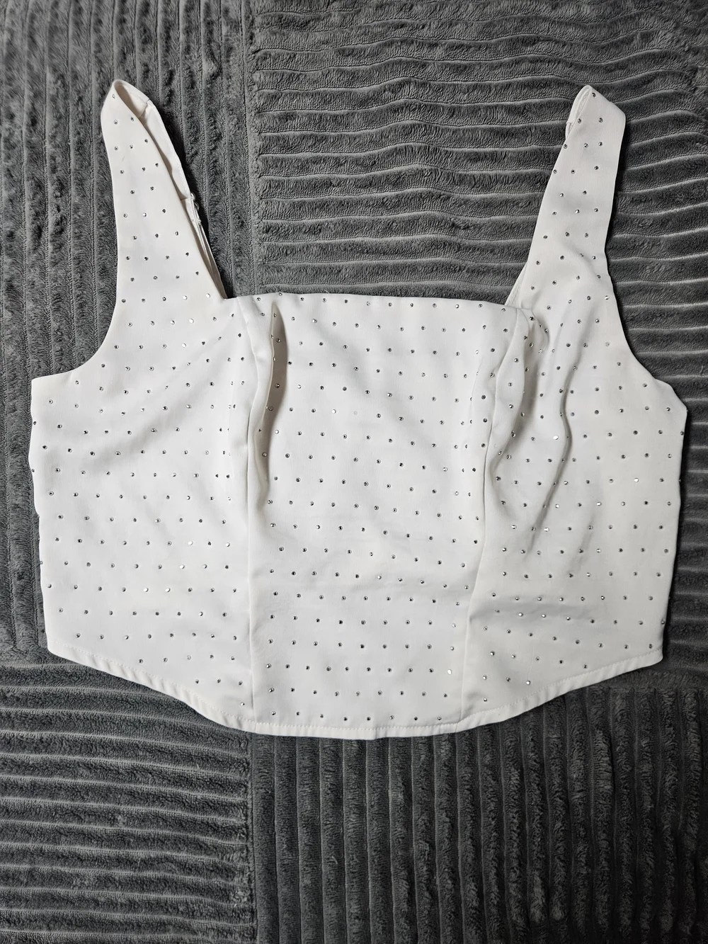 wild fable White Rhinestone Square-Neck Crop Top - Picture 1 of 4